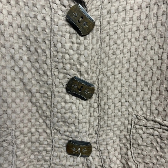 Produce Company Tan Jacket Sweater Cardigan M Lagenlook Waffle Knit - Picture 4 of 7